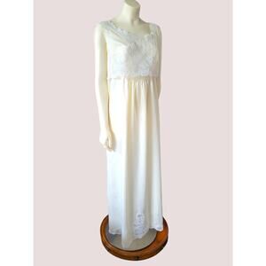 Vintage Christian Dior Silk Blend Nightgown W Lace Cream Size 36